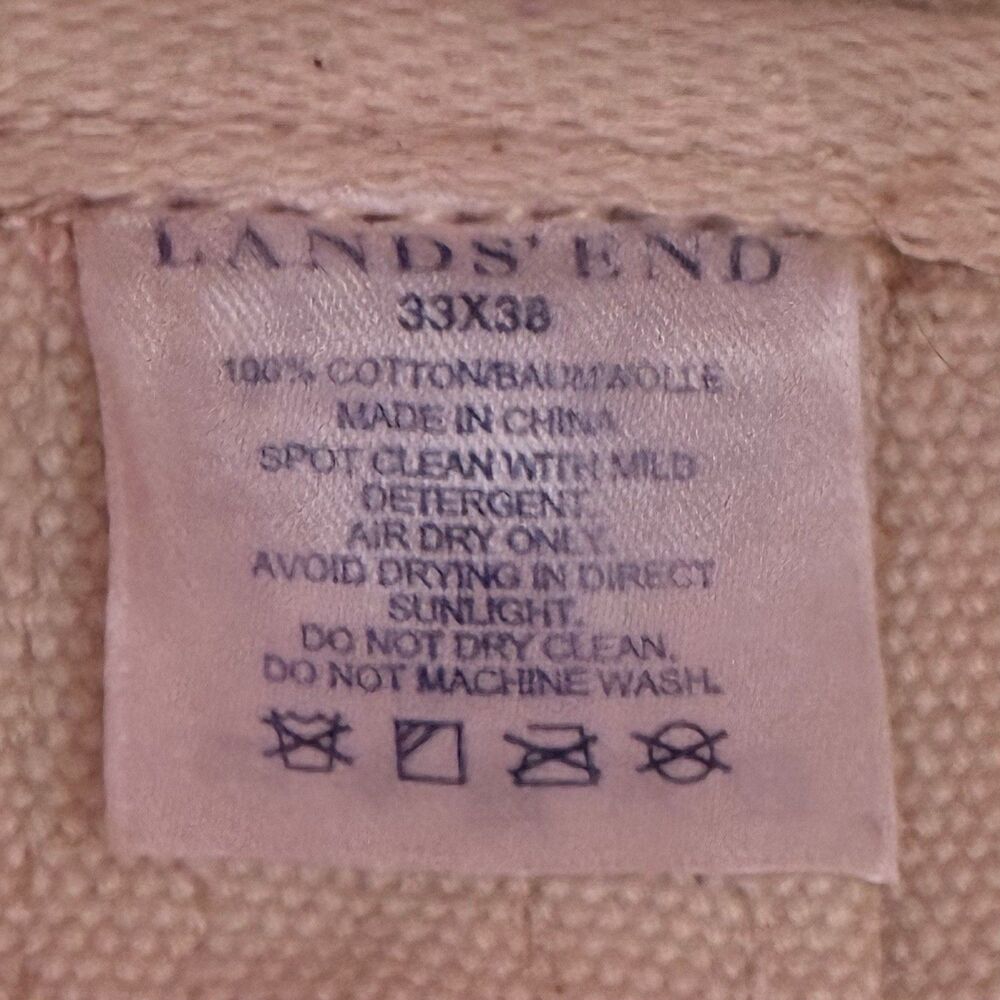 Lands End Open Top Canvas Tote Bag M Shoulder Red Natural Cotton Preppy Sturdy - Picture 14 of 16